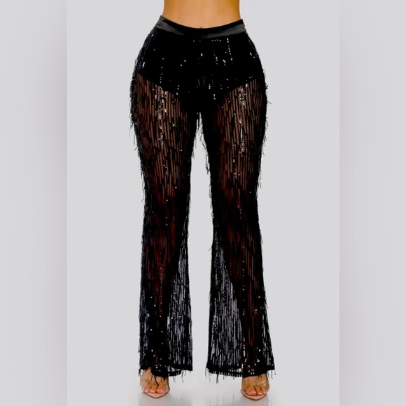 Layered Sequin Pants - Picture 1 of 5